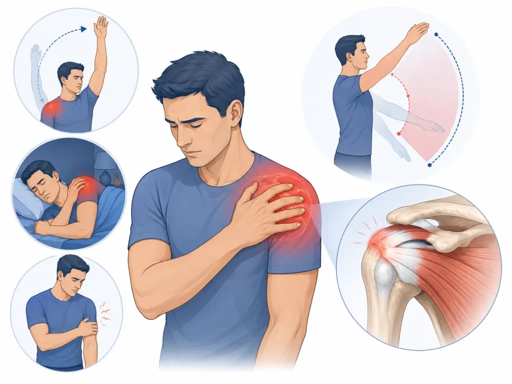 Síntomas de la tendinitis de hombro: dolor, limitación de movimiento y debilidad